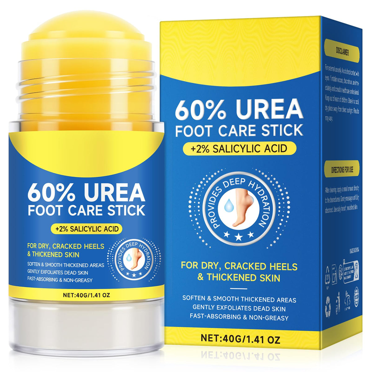Stick DLOMFVFQ urée pour pieds secs, hydratation ciblée.