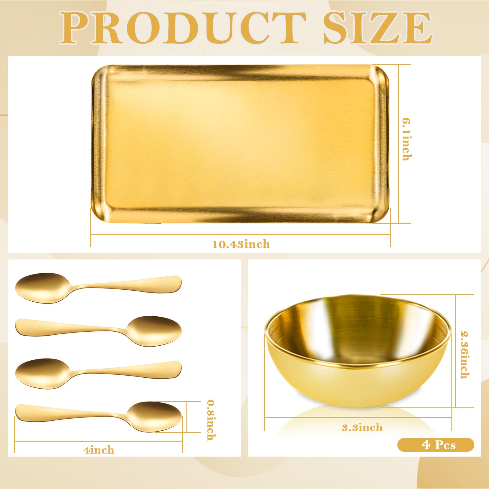 DLUGOPIS - bols masque visage acier inox doré: bols robustes pour mélanger des masques en douceur.