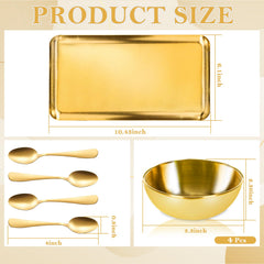 DLUGOPIS - bols masque visage acier inox doré: bols robustes pour mélanger des masques en douceur.