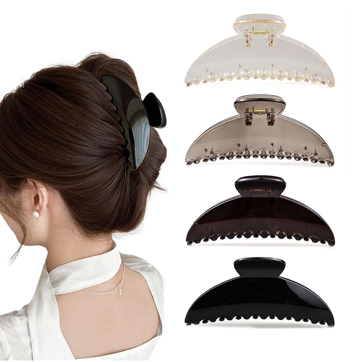 DMJHJY pinces-cheveux acryliques transparentes grandes 5 pouces pour tenue ferme des cheveux épais