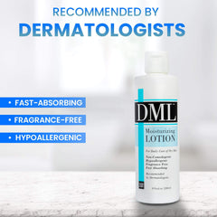 Application quotidienne facile de la lotion hydratante DML sur la peau.