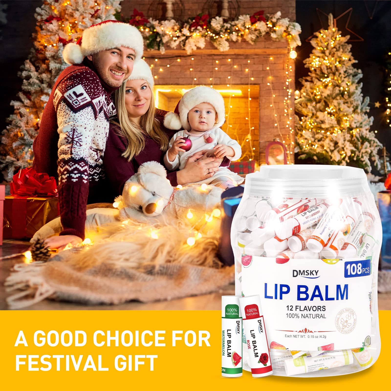 Baume DMSKY à lèvres pour fêtes et cadeaux.