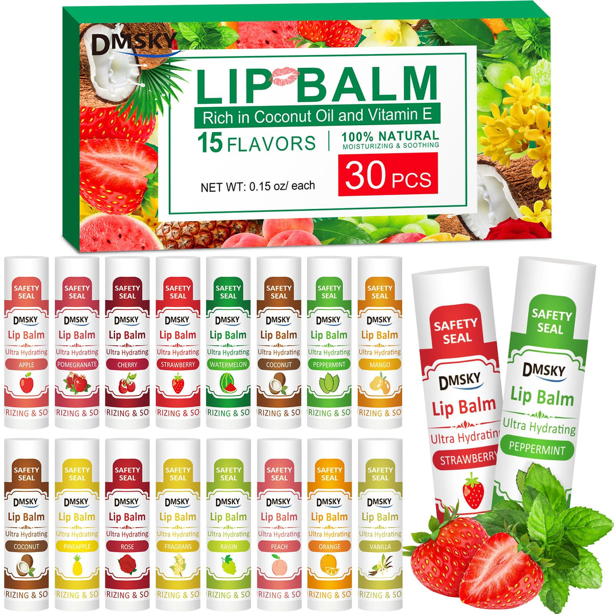 Baume lèvres DMSKY fraise — hydratation douce pour lèvres sèches et gercées