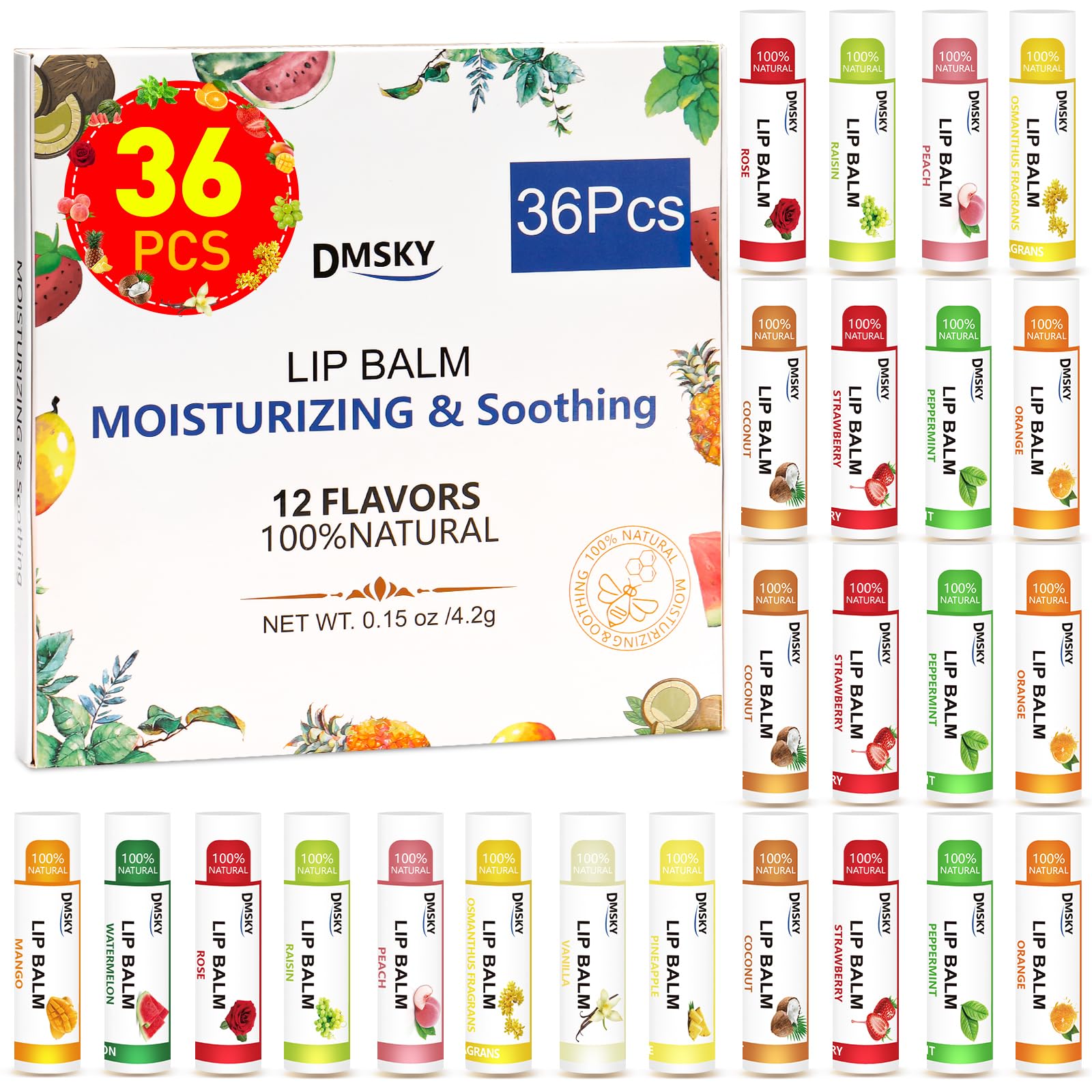 Baume Lèvres naturel DMSKY, emballage gros pack, hydratation durable.