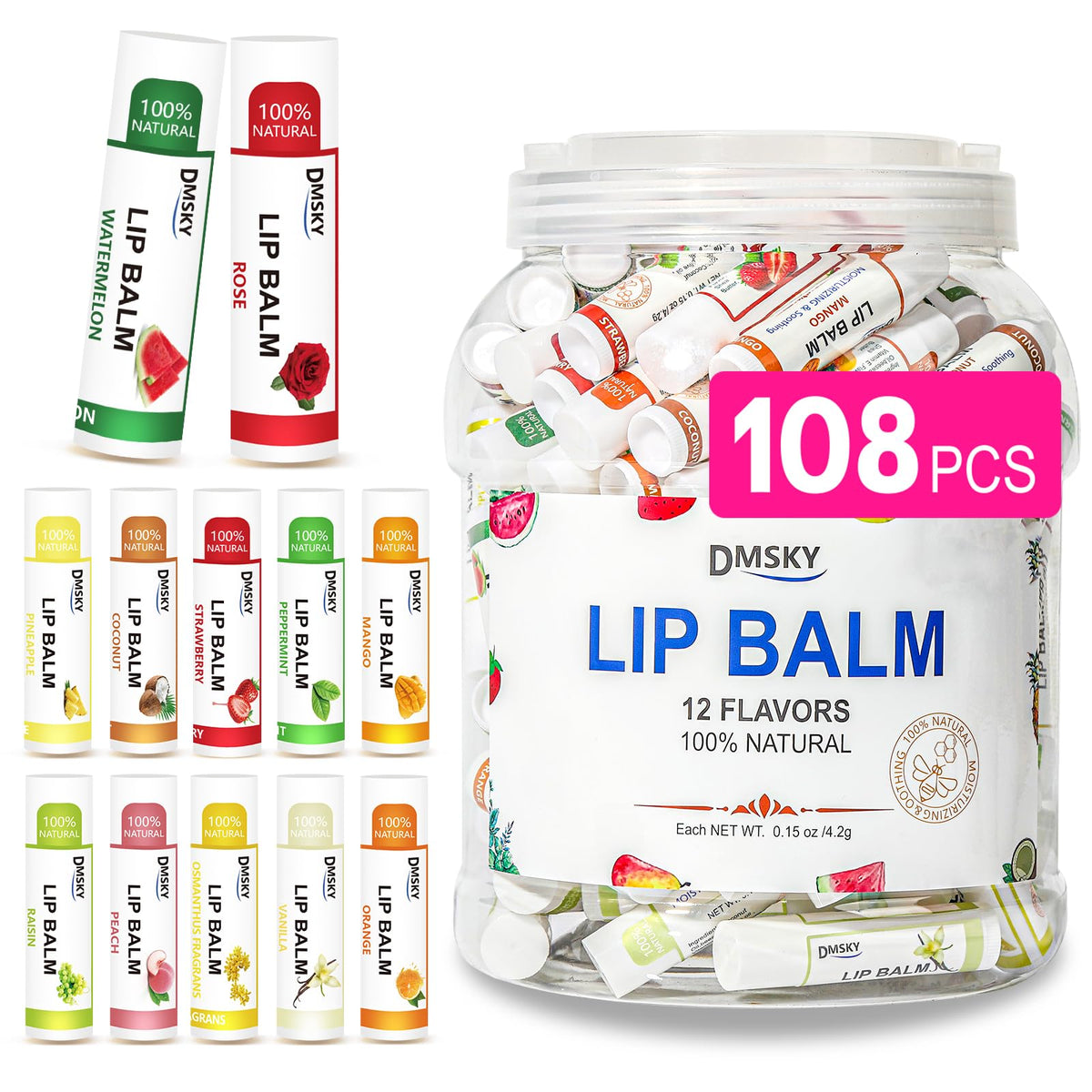 Baume à lèvres DMSKY pack 108, hydratation longue durée.