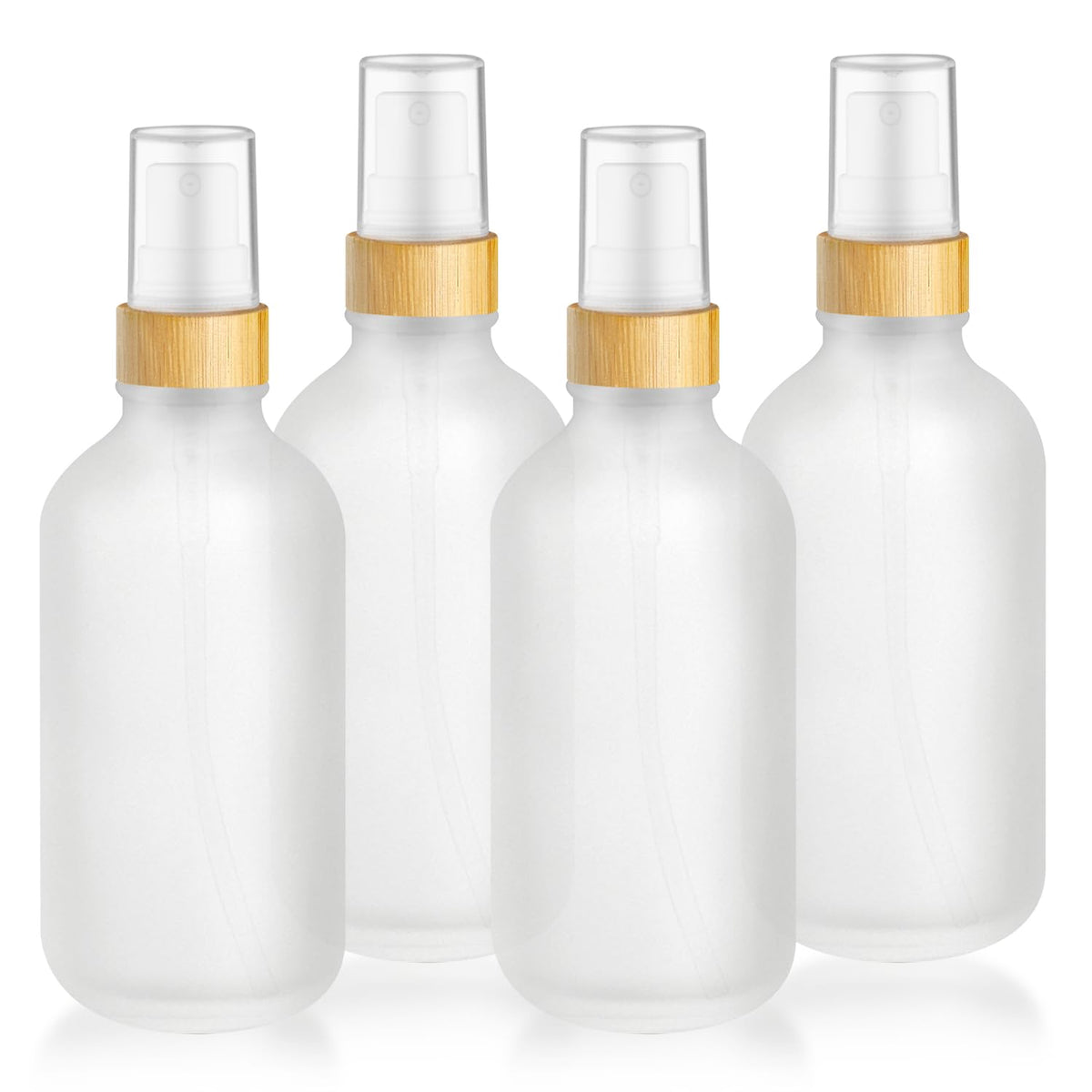 DMuuuDM lot de 4 vaporisateurs en verre 120 ml avec bouchon en bambou pour voyage.