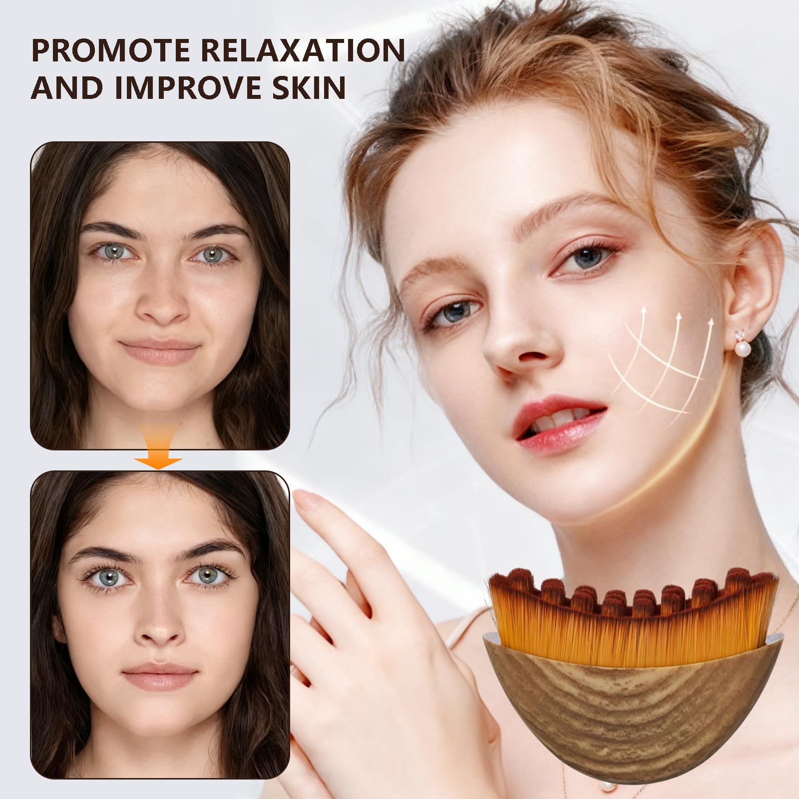 Brosse DMwespe contour lymphatique visage pour massage quotidien et drainage.
