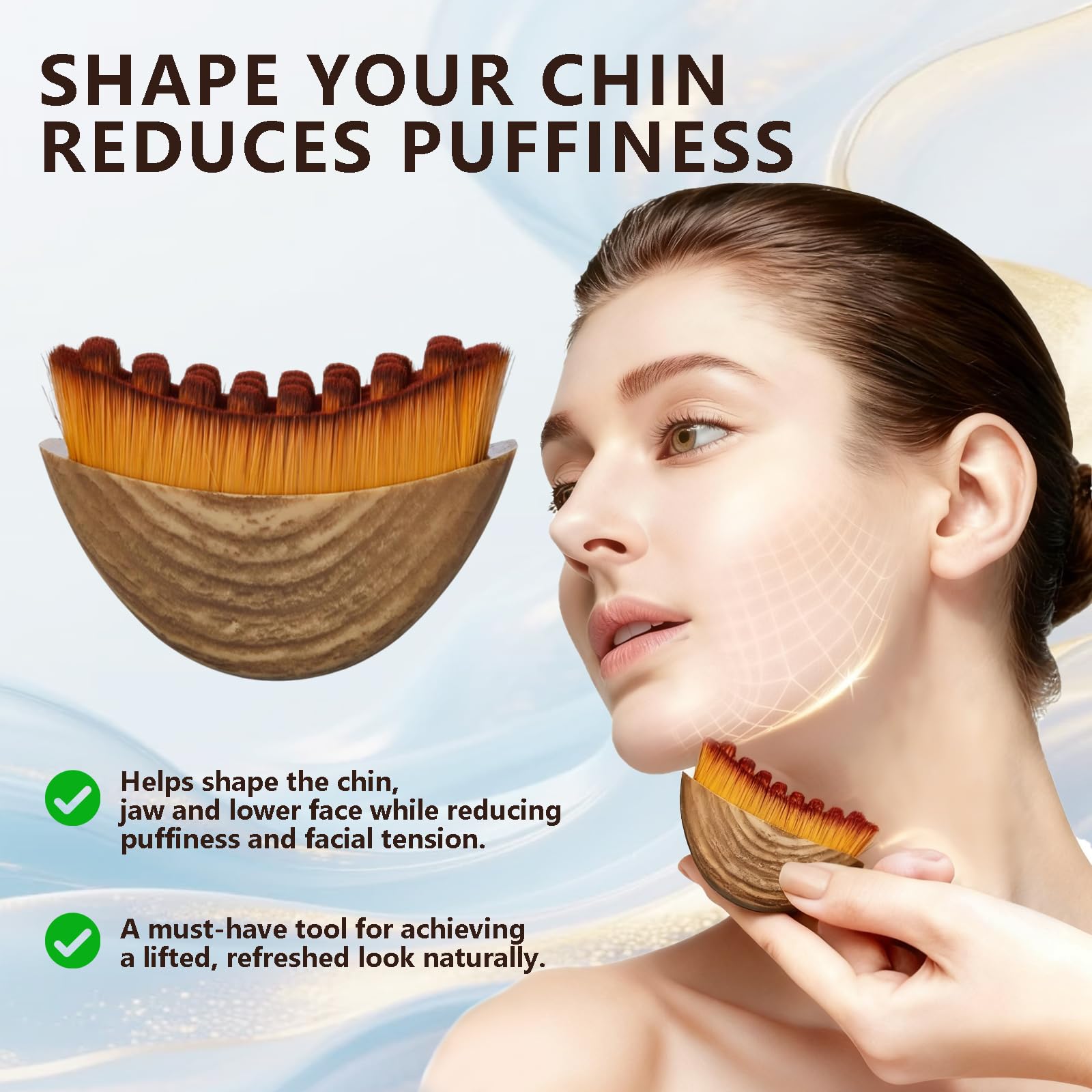 Brosse DMwespe contour lymphatique visage, poils doux adaptés aux peaux sensibles.