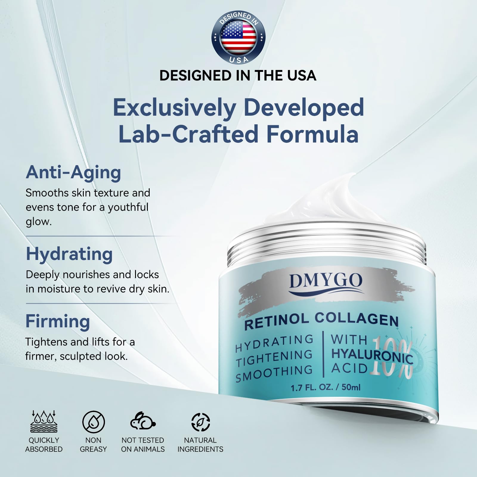DMYGO Crème texture légère non grasse – absorption rapide pour quotidien matin et soir.