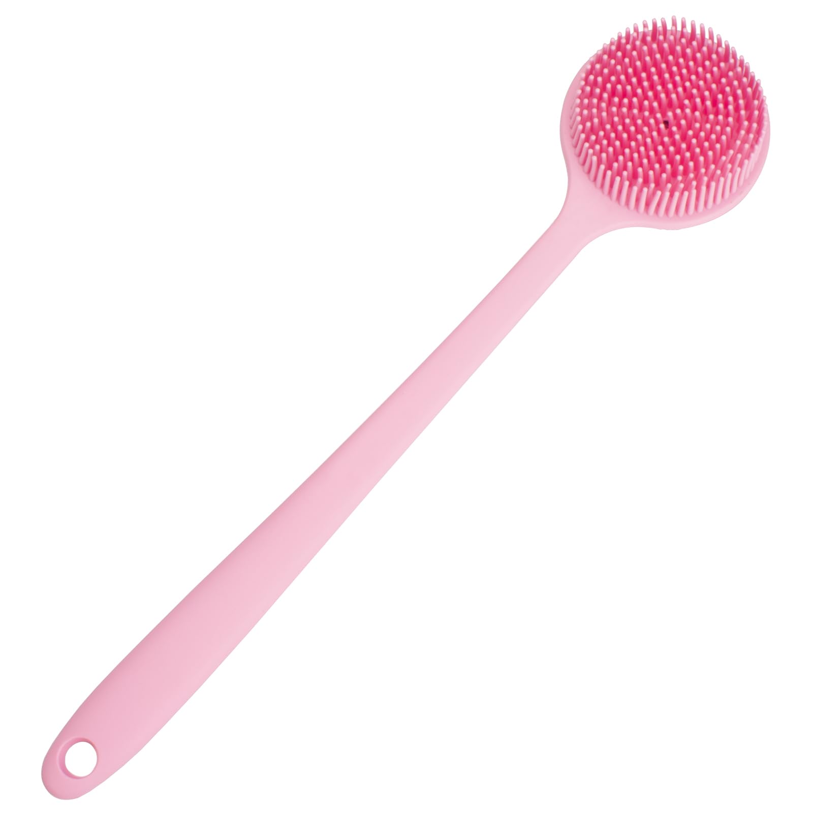 Brosse DNC poignee longue en silicone pour atteindre le dos facilement.