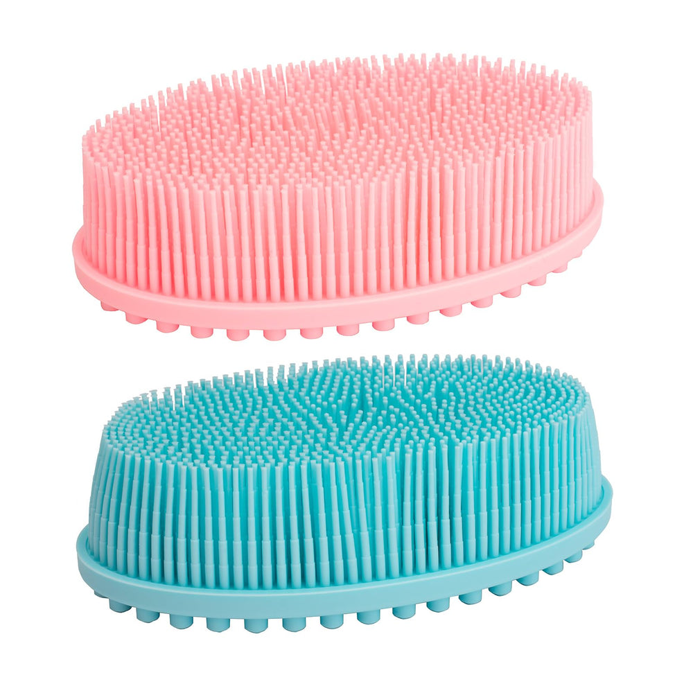 Brosse silicone DNC pour corps et douche, pack de 2, exfolie en douceur.