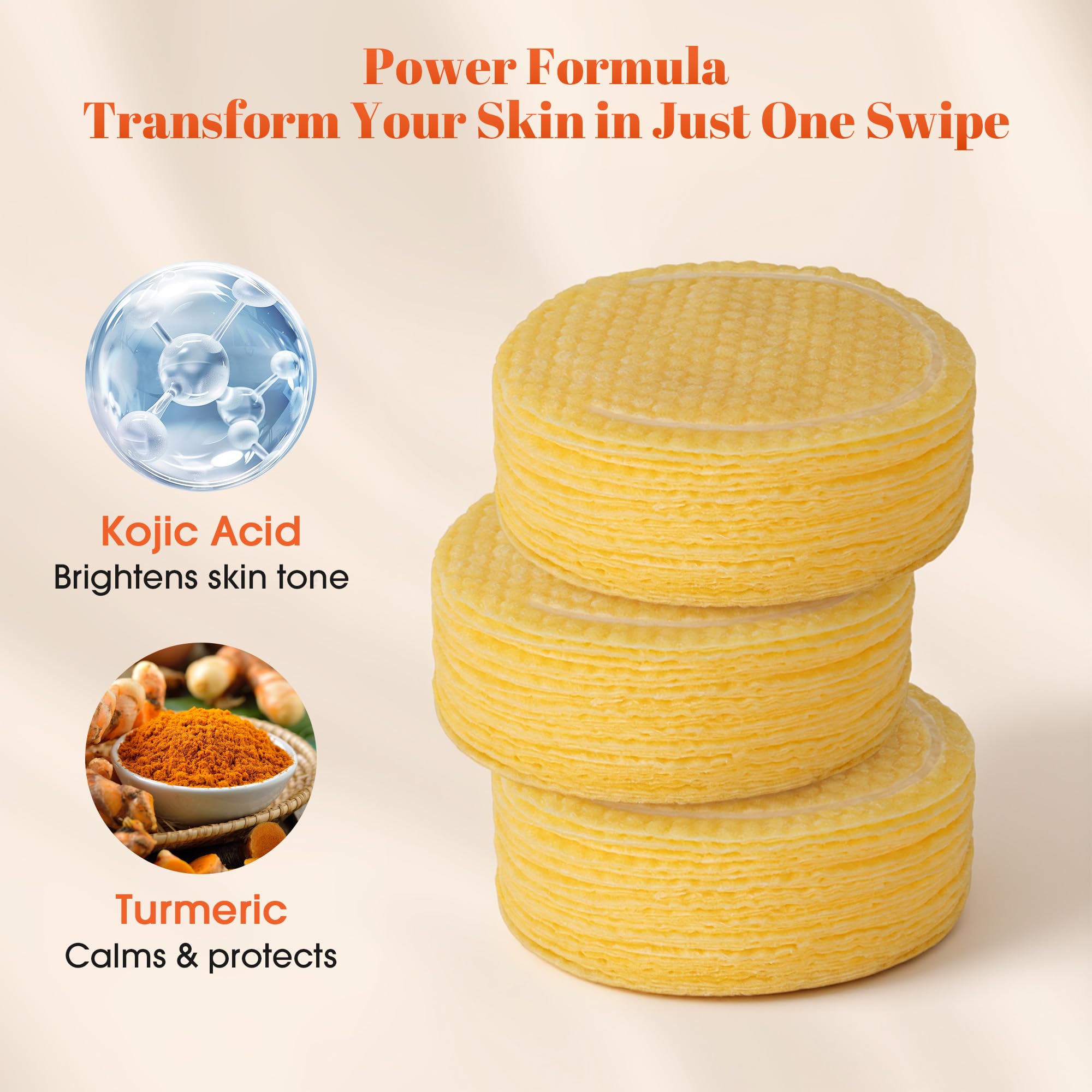 Pads visage curcuma kojique préimbibés, pratique et rapide.
