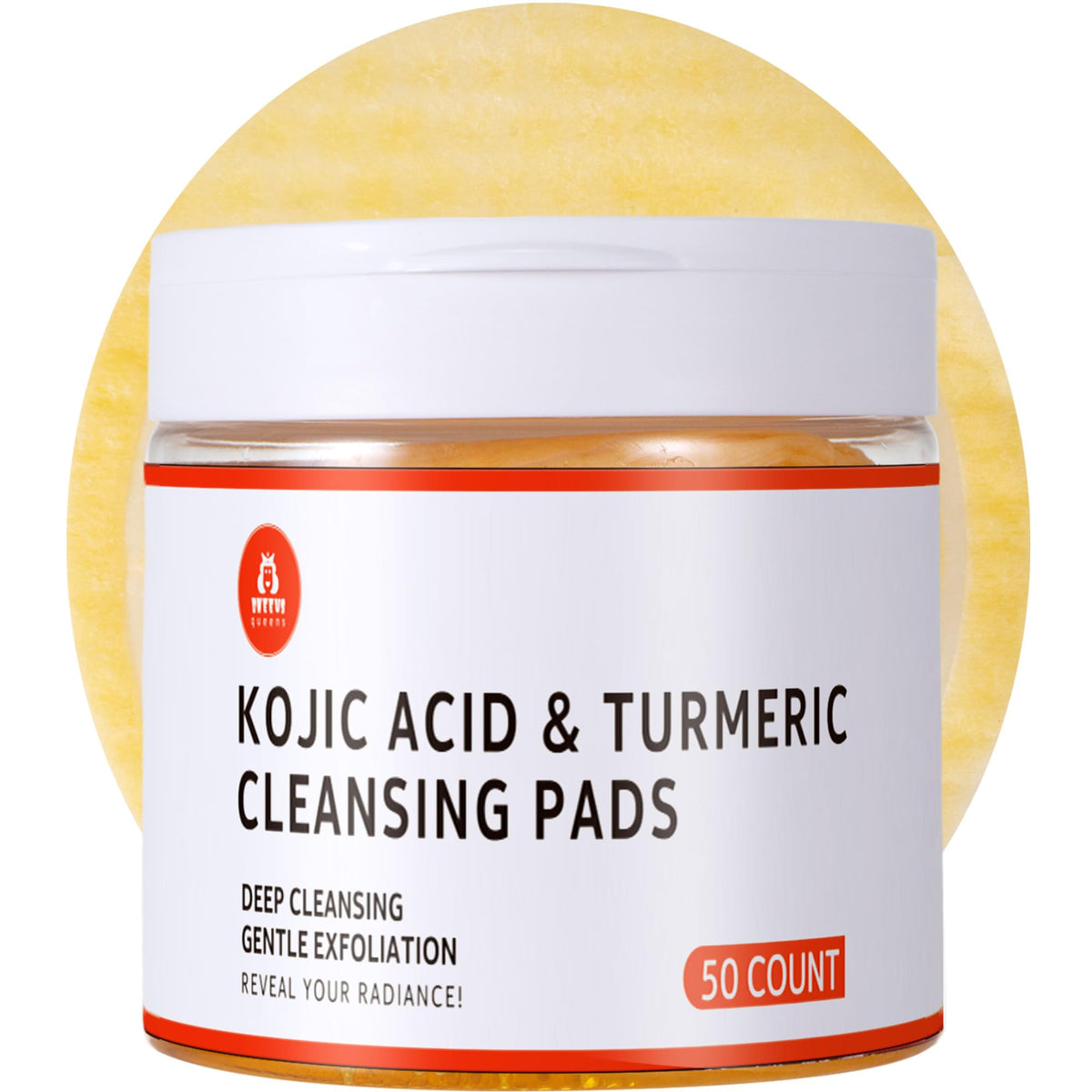 Tampon nettoyant dneeus au curcuma et kojique pour teint uniforme.