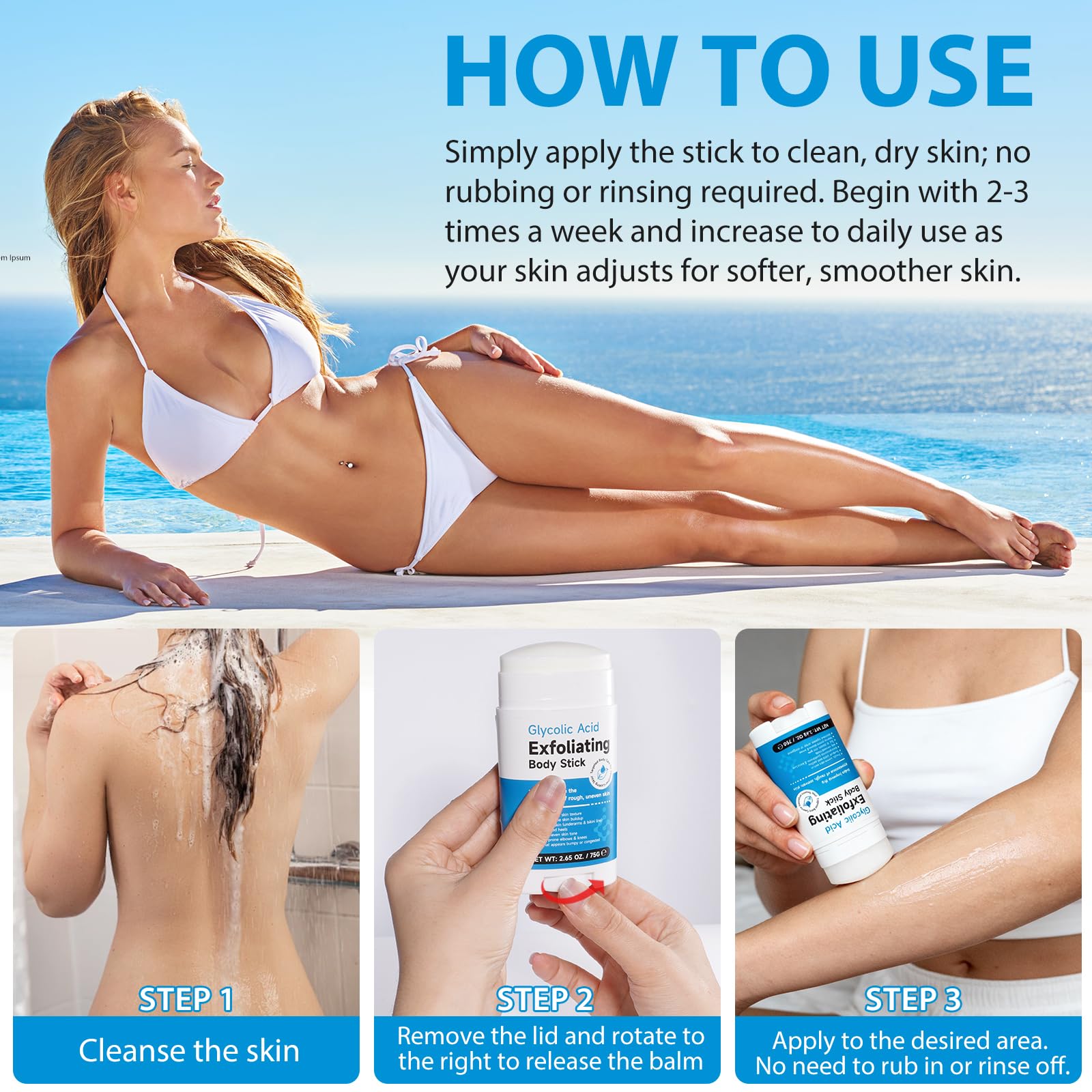 DNQYWODQ bâton exfoliant corps application rapide sans rinage pratique en voyage