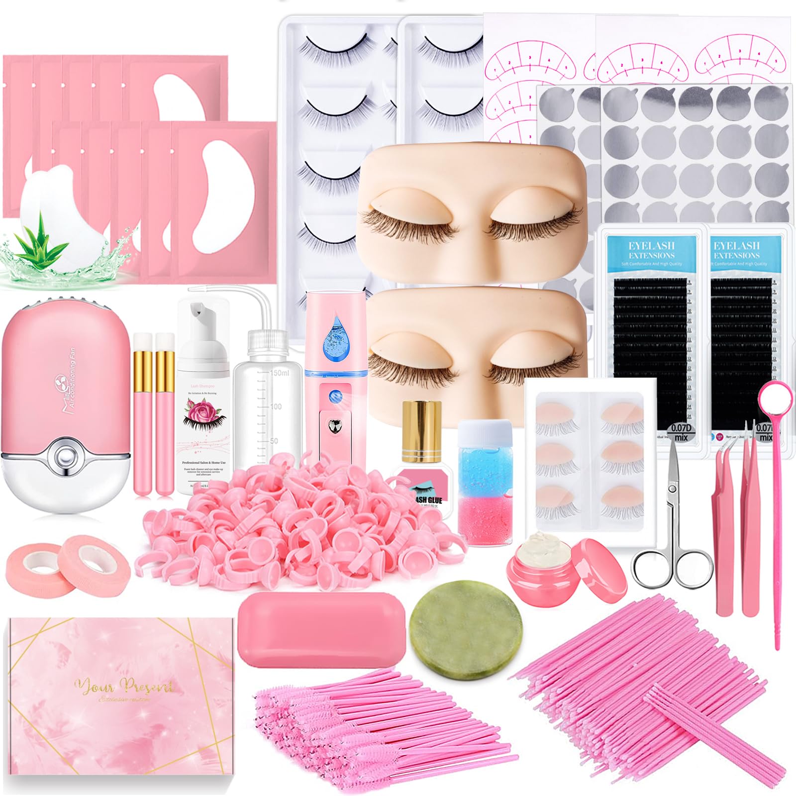 DNSGOOR kit professionnel cils visage mannequin silicone, formation pratique.