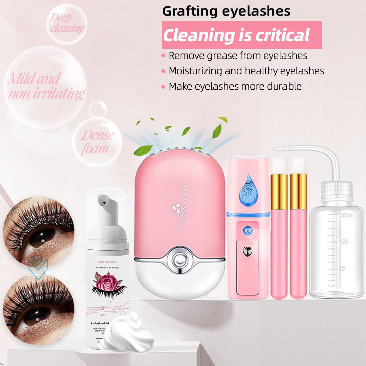 DNSGOOR nettoyant cils 60ml, nettoyage entre séances.