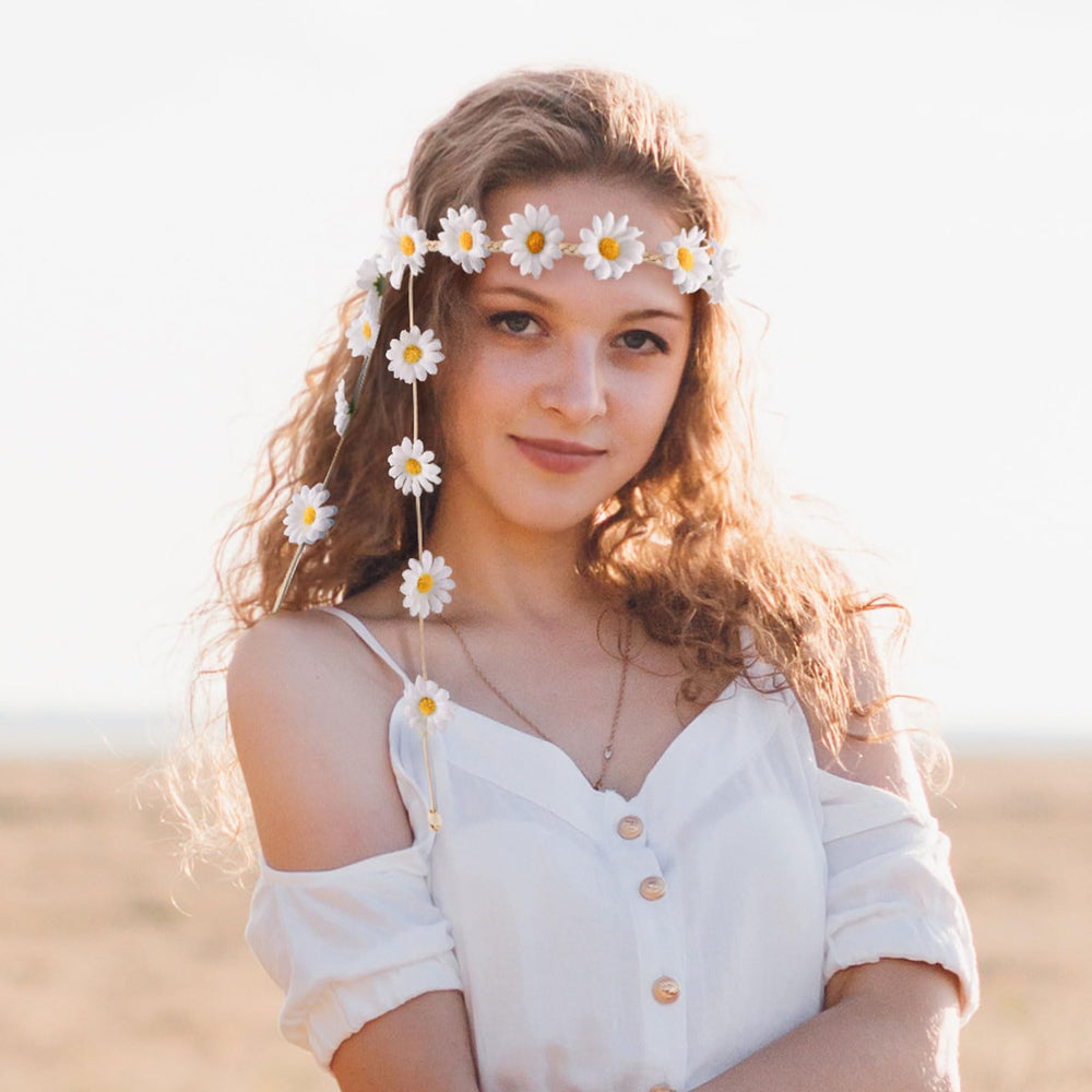 DOCILA bandeau cheveux boho cordon tressé avec perles.