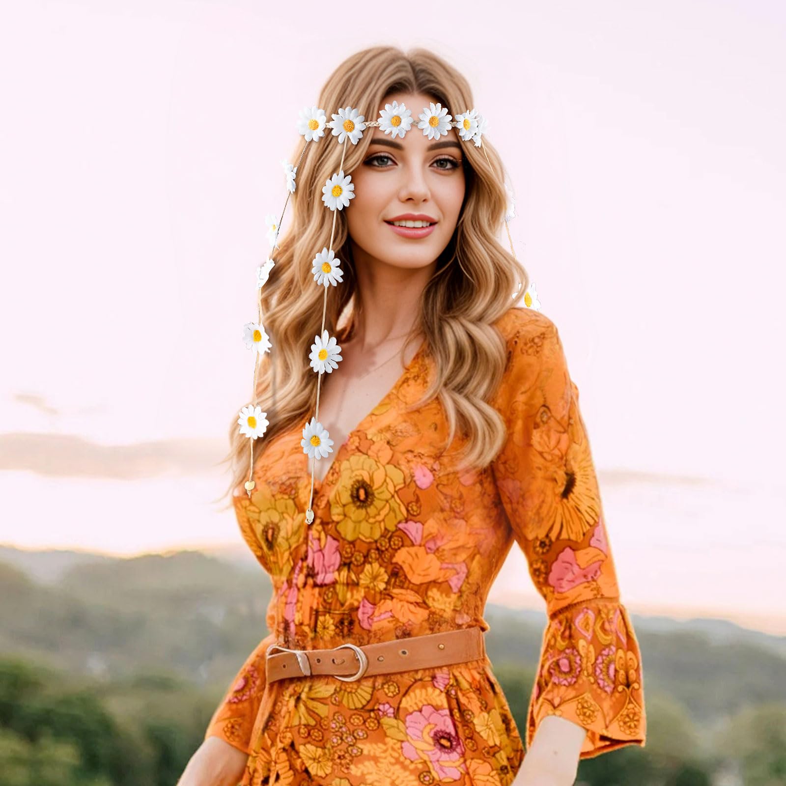 DOCILA serre-tête boho perles blanches, parfait pour festivals.