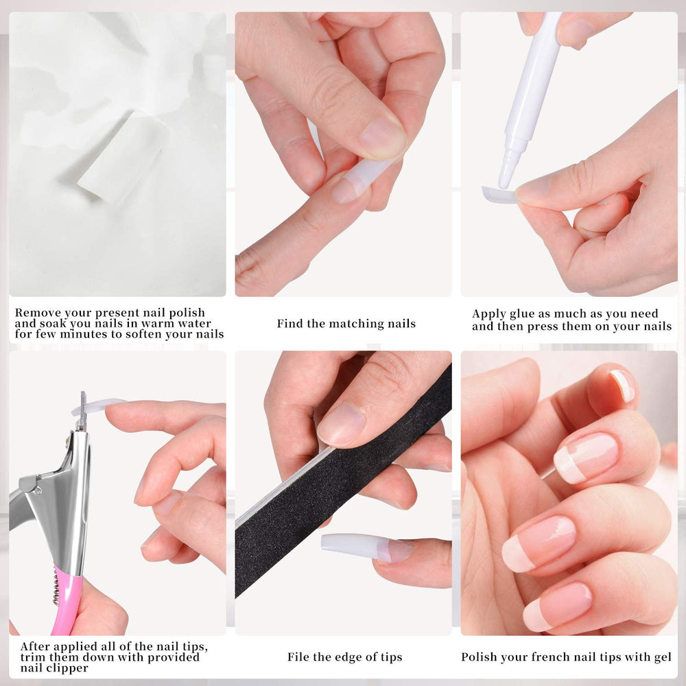 Dockapa natural color coffin tips suit French or natural nail art.