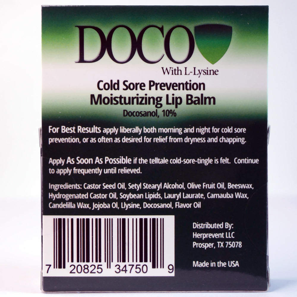 DocoShield Ingrédients Lysine et Docosanol pour nourrir les lèvres au quotidien.