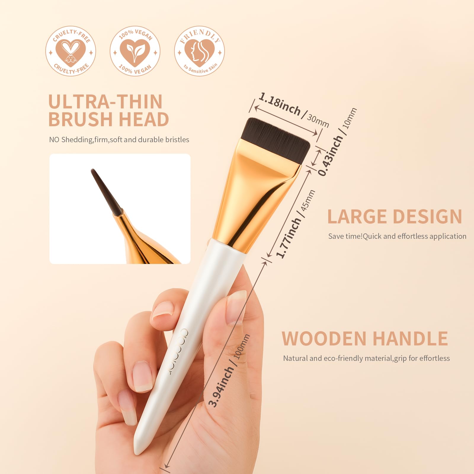 Brosse docolor fond de teint plate pour une application rapide et naturelle.