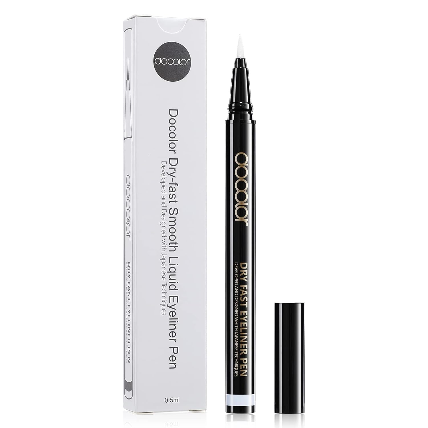 Docolor liner imperme9able blanc, pointe ultra-fin pour trace9 pre9cis et durable.