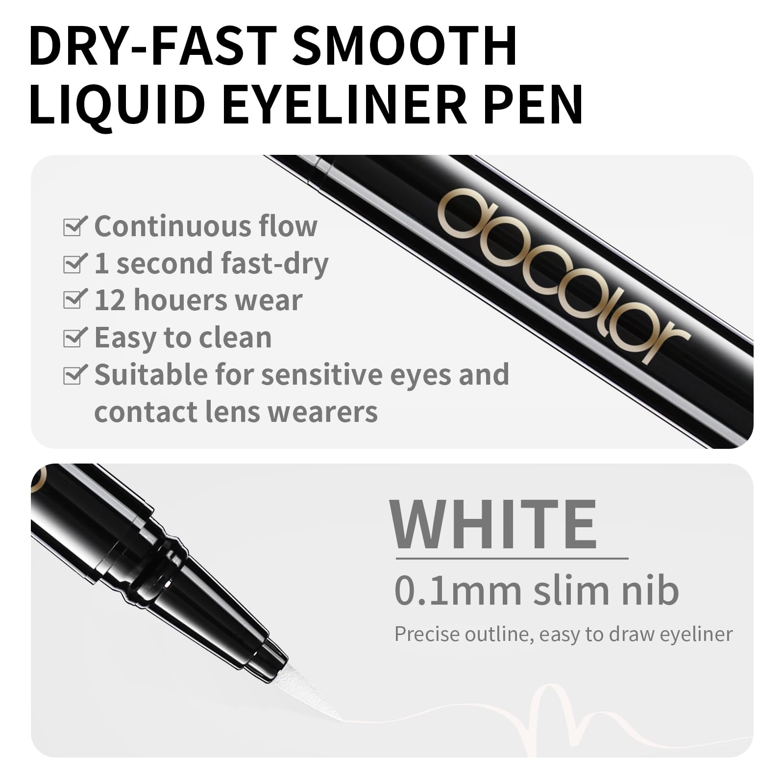 Docolor liner liquide blanc, glisse fluide pour lignes de9licates.