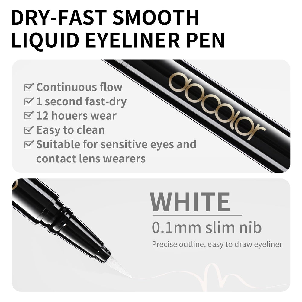 Docolor liner liquide blanc, glisse fluide pour lignes de9licates.