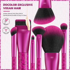 Pinceau visage poudre docolor Rose Léopard pour application légère et homogène.