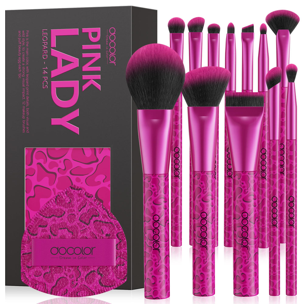 Pinceaux docolor Rose Léopard – ensemble complet pour une routine maquillage fluide et précise.