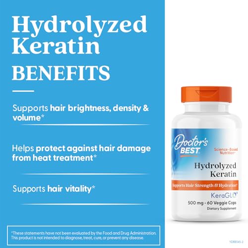 Étiquette Doctor's Best Kératine hydrolysée sur boîte, choix sans allergènes