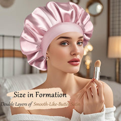 Bonnet Doitory satin adapté aux cheveux bouclés et naturels.