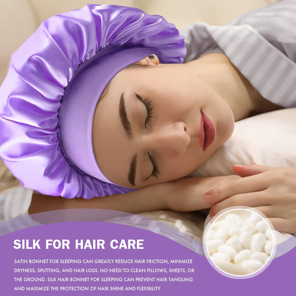 Le bonnet Doitory violet est adapté aux cheveux bouclés et maintient le style.