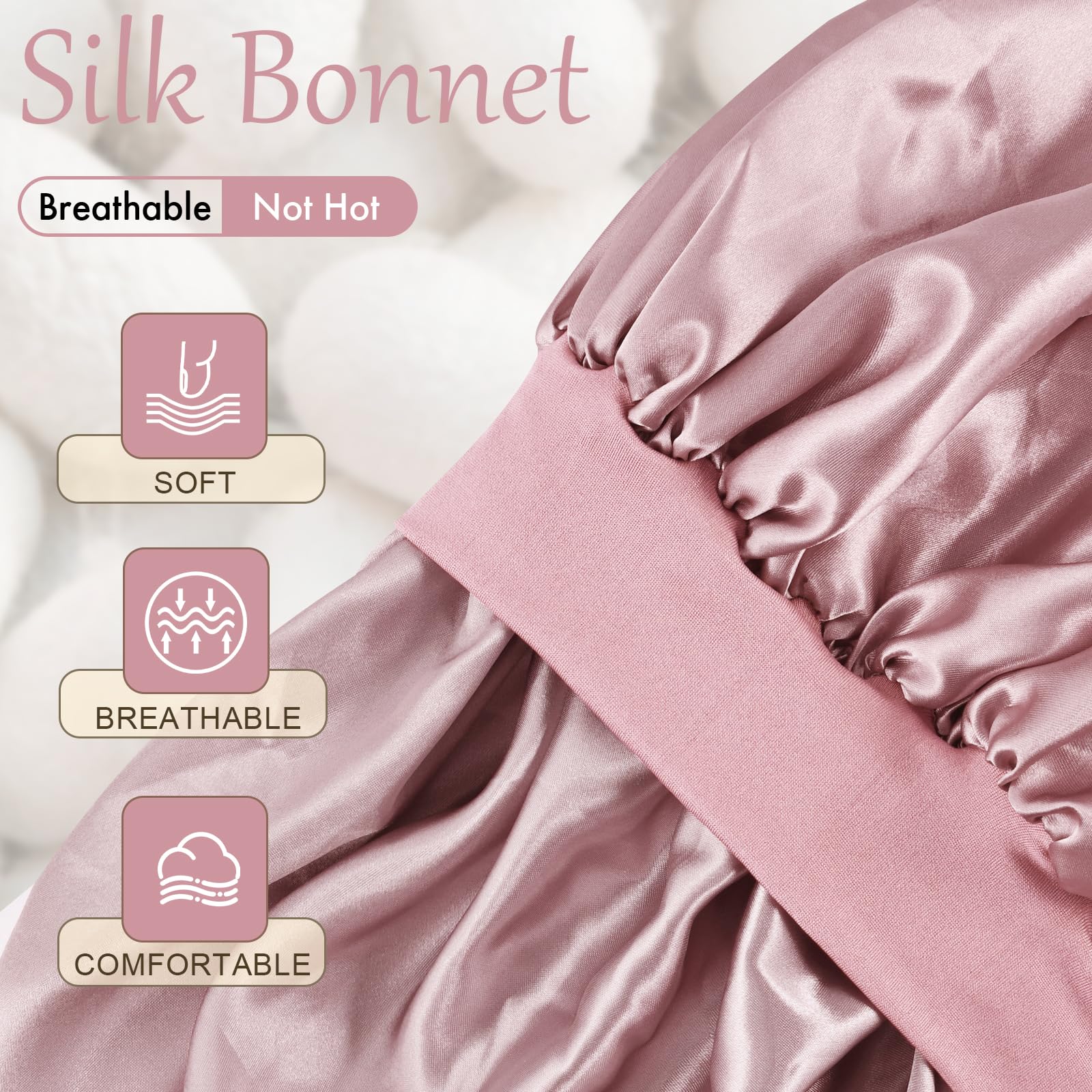 Doitory bonnet satin double couche offre une tenue longue durée sans taches sur la taie.