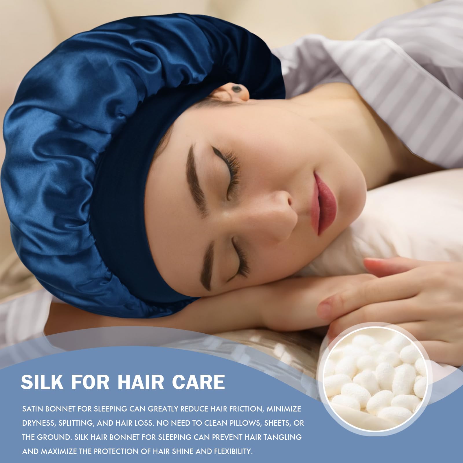 Bonnet Doitory satin protection cheveux réduit frottement et enchevêtrement