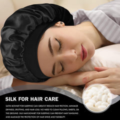 Protection des cheveux avec Doitory bonnet satin, réduction des frottements.