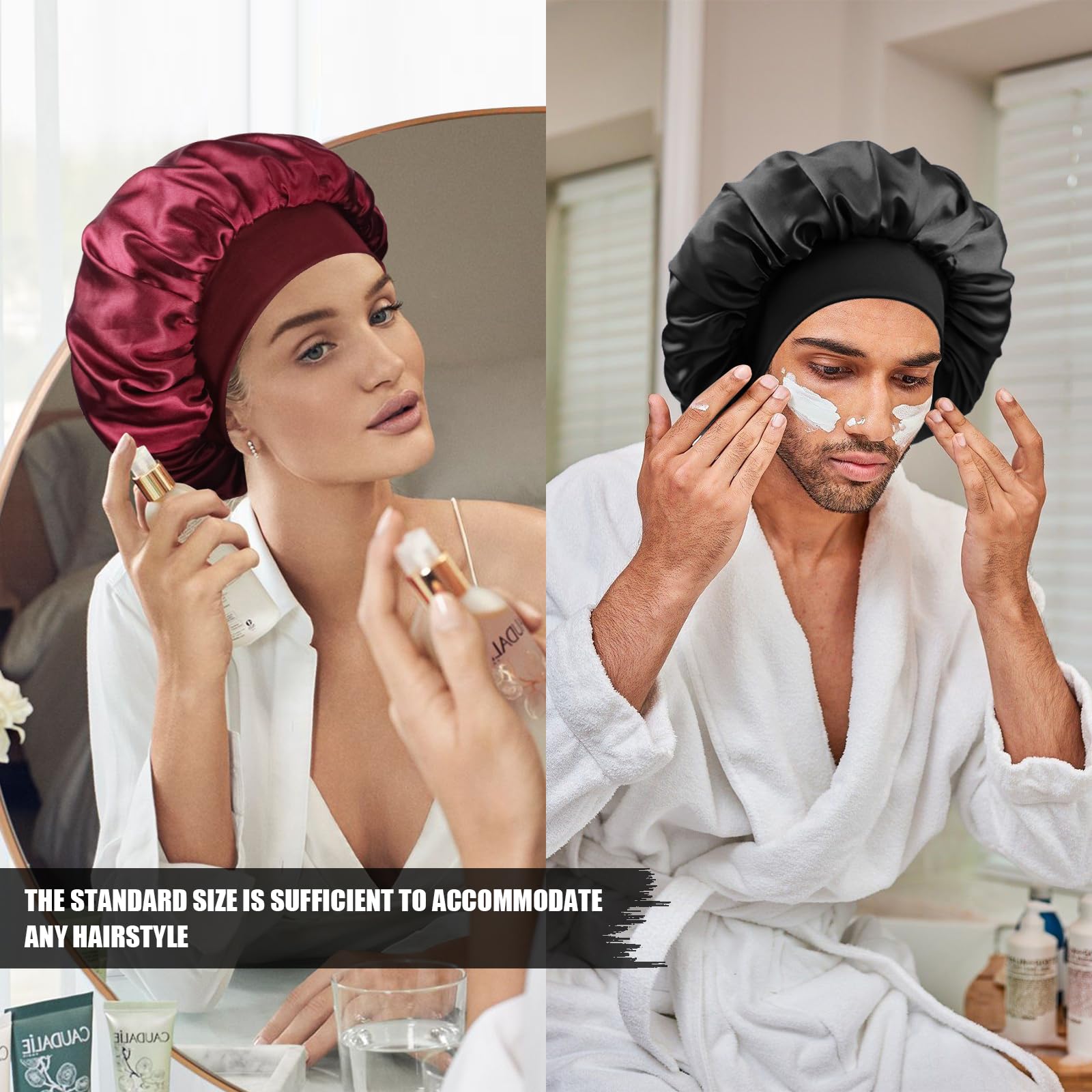 Taille unique Doitory bonnet satin qui s'adapte à toutes les morphologies.