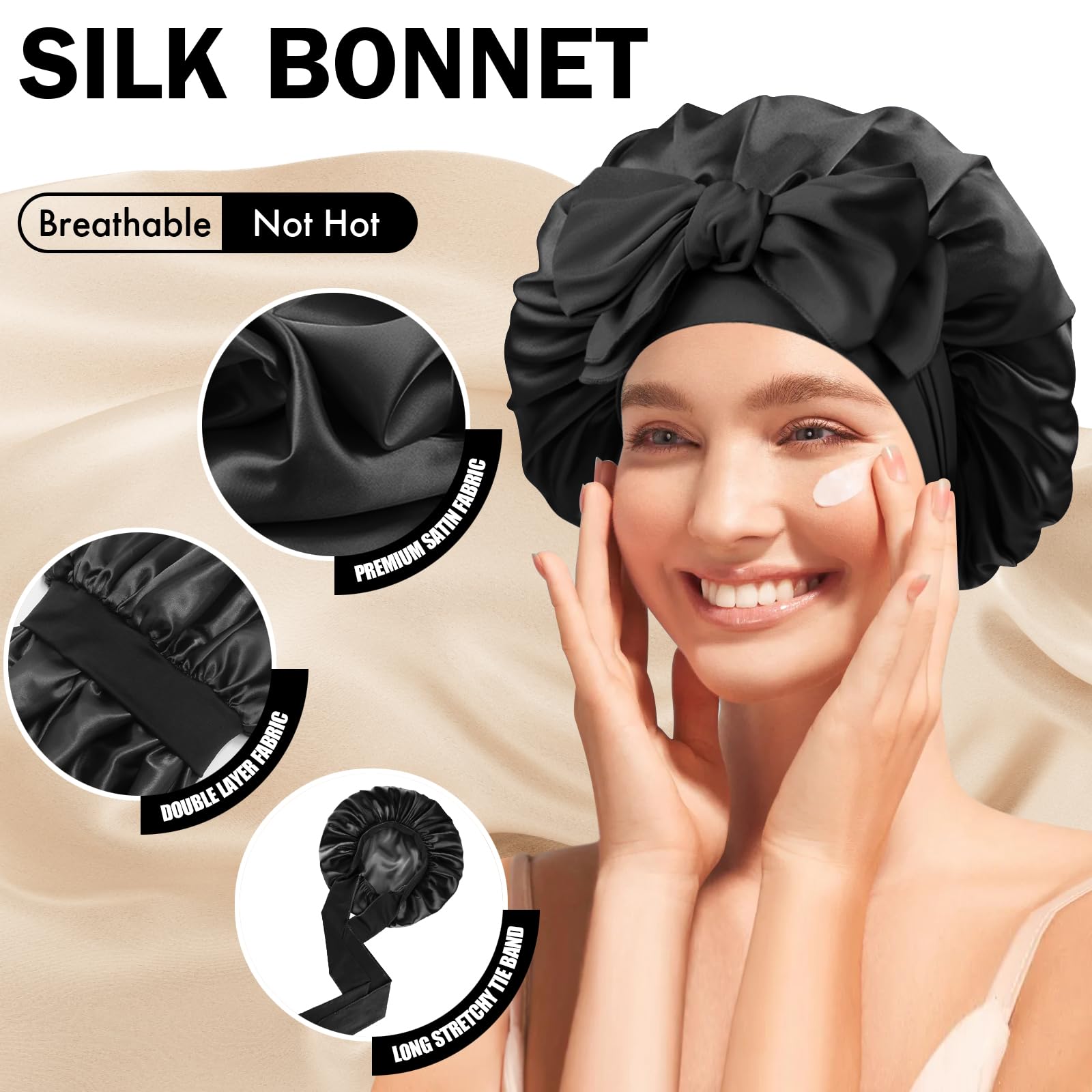 Doitory bonnet en soie protège les cheveux des frottements nocturnes