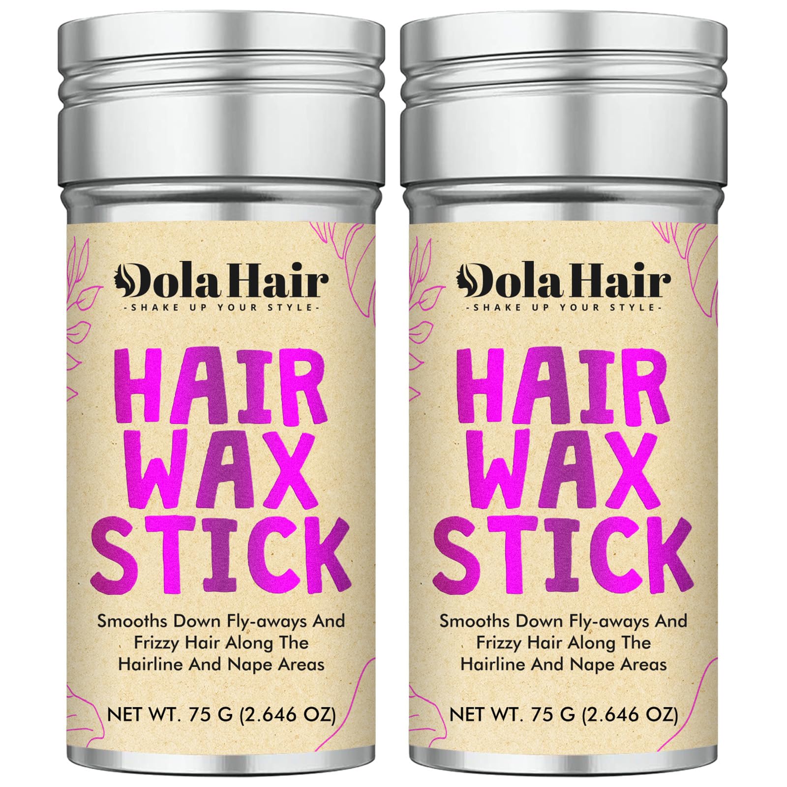 Dolahair bâton cire coiffante sur cheveux lisses avec brillance naturelle.
