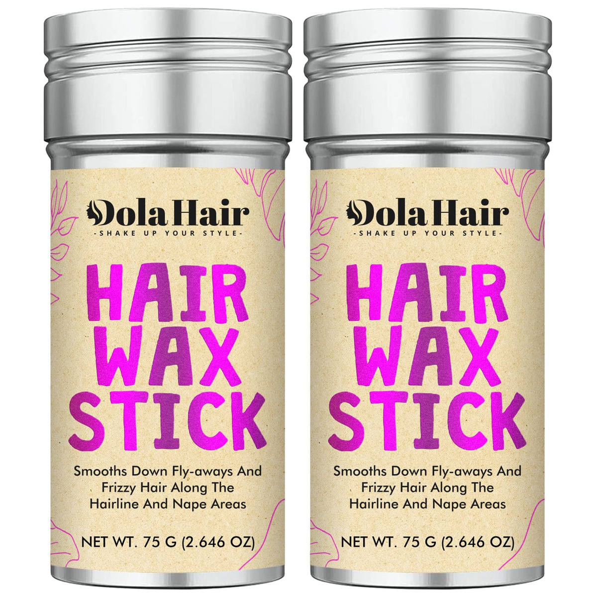 Dolahair bâton cire coiffante sur cheveux lisses avec brillance naturelle.