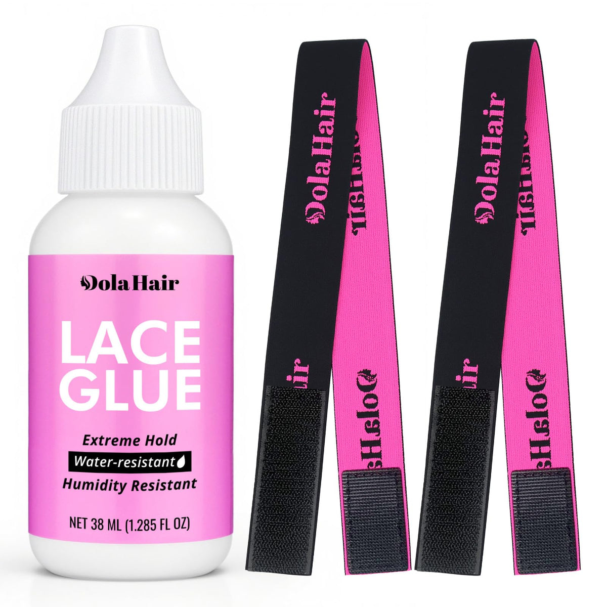 Dolahair colle pour front en dentelle : flacon prêt à l’application, tenue discrète et durable.