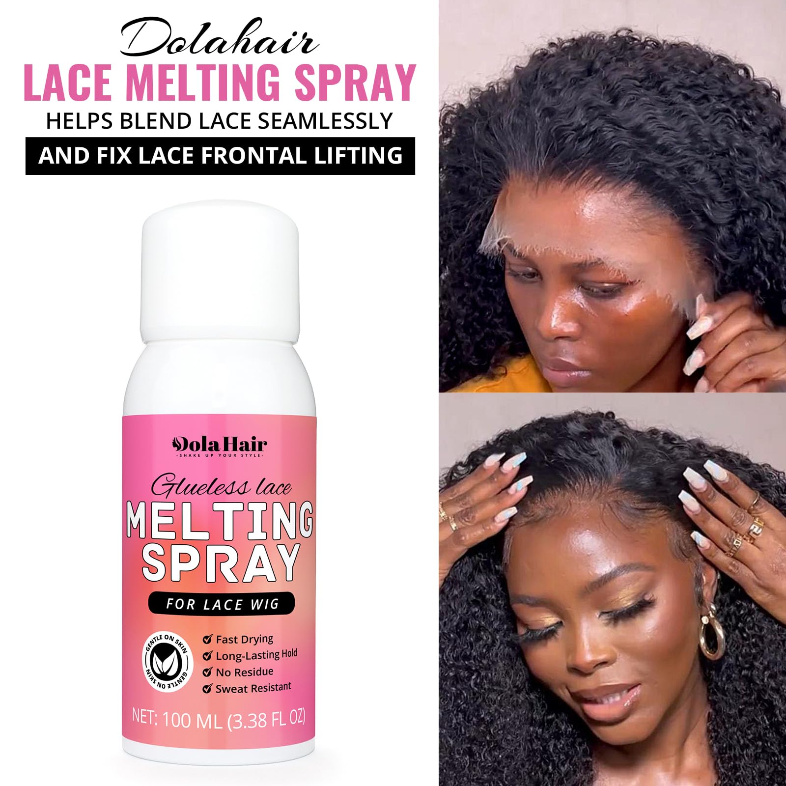 Dolahair Vaporisateur Fusion Dentelle – application sur le bord de dentelle pour fini naturel.