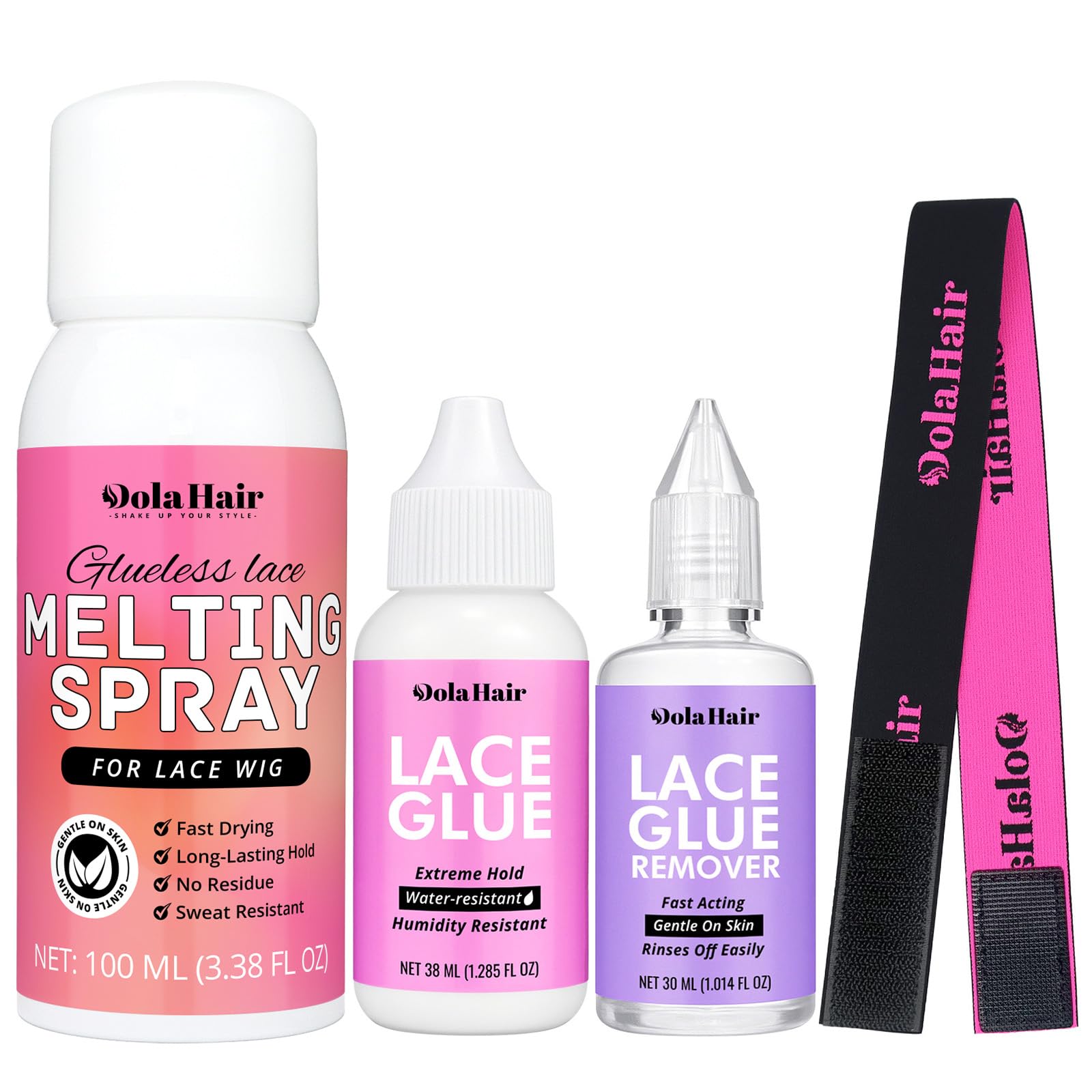 Dolahair spray-melting-lace-bouteille offre une fixation légère et naturelle.