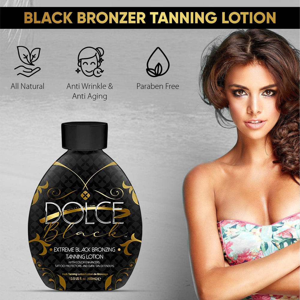 Dolce Black Bronzage Avant Après – montre un teint doré uniforme rapidement.
