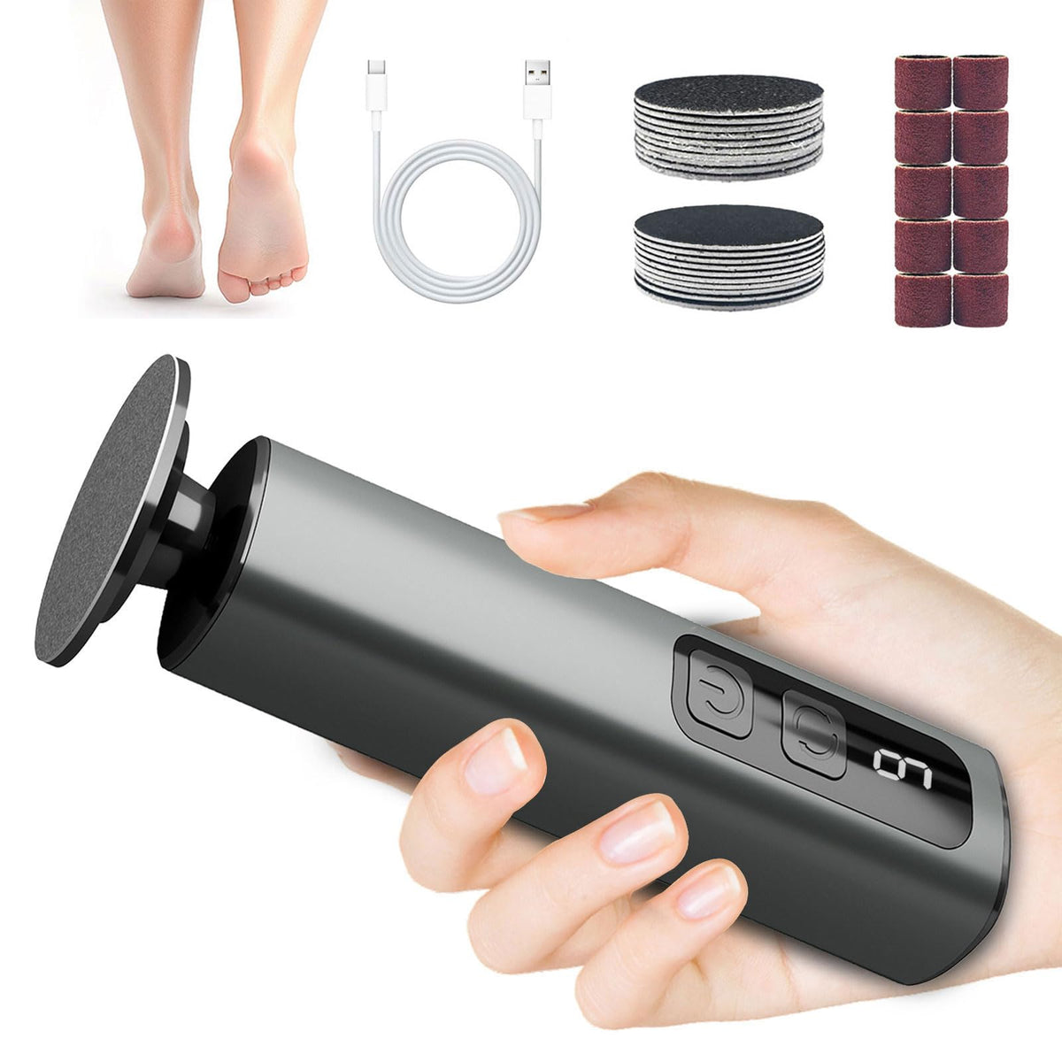 Dolcevitae pied remover corps aluminium gunmetal pour une pédicure à domicile.