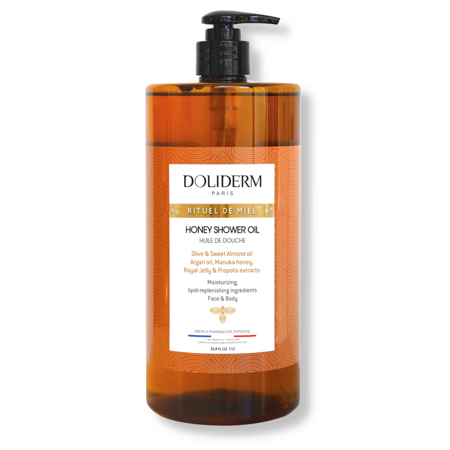 Doliderm Paris Rituel de Miel: bouteille huile douche pour hydratation douce après la douche