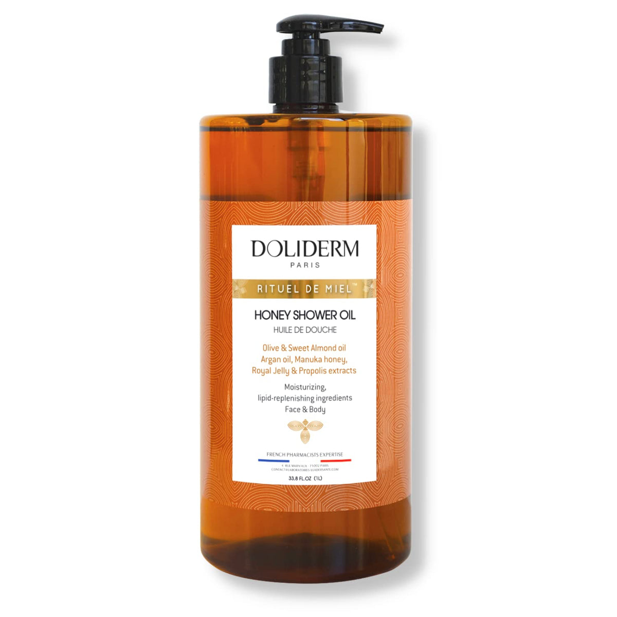 Doliderm Paris Rituel de Miel: bouteille huile douche pour hydratation douce après la douche