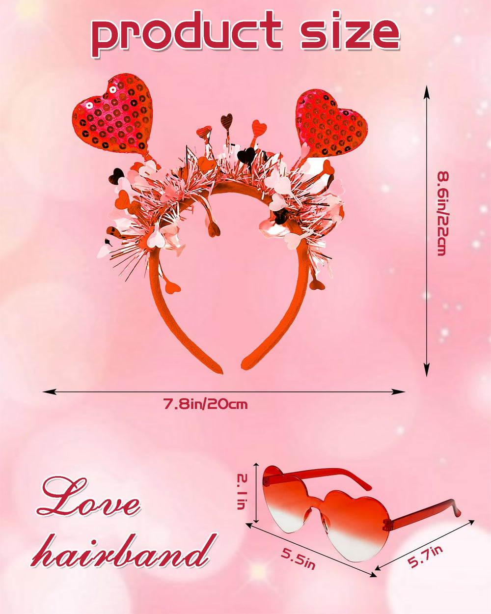 Dolkoic accessoire cœur fêtes polyvalent, convient pour Saint-Valentin et autres occasions.