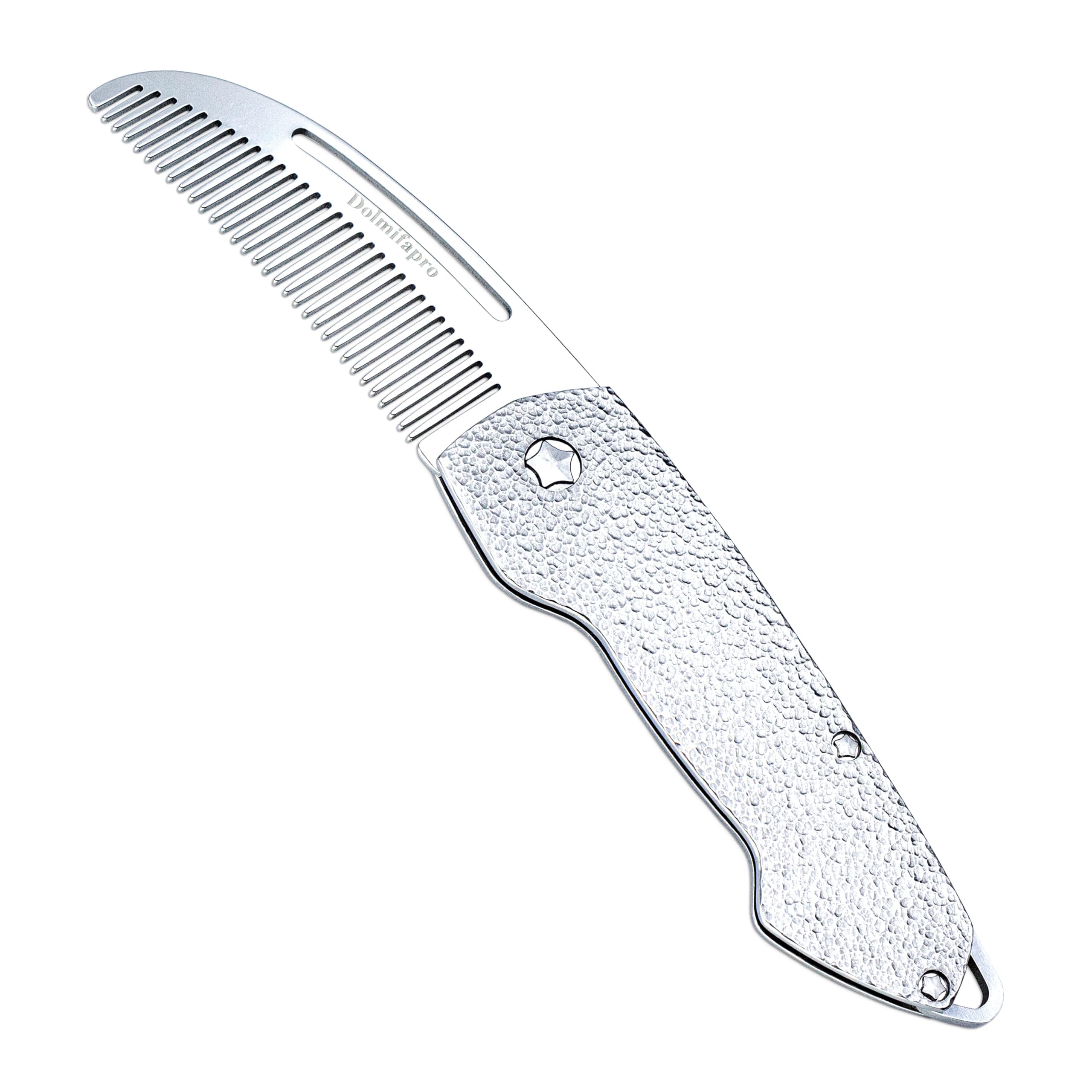 Dolmifapro peigne moustache pliant avec texture marteau, prise sûre et élégante au quotidien.