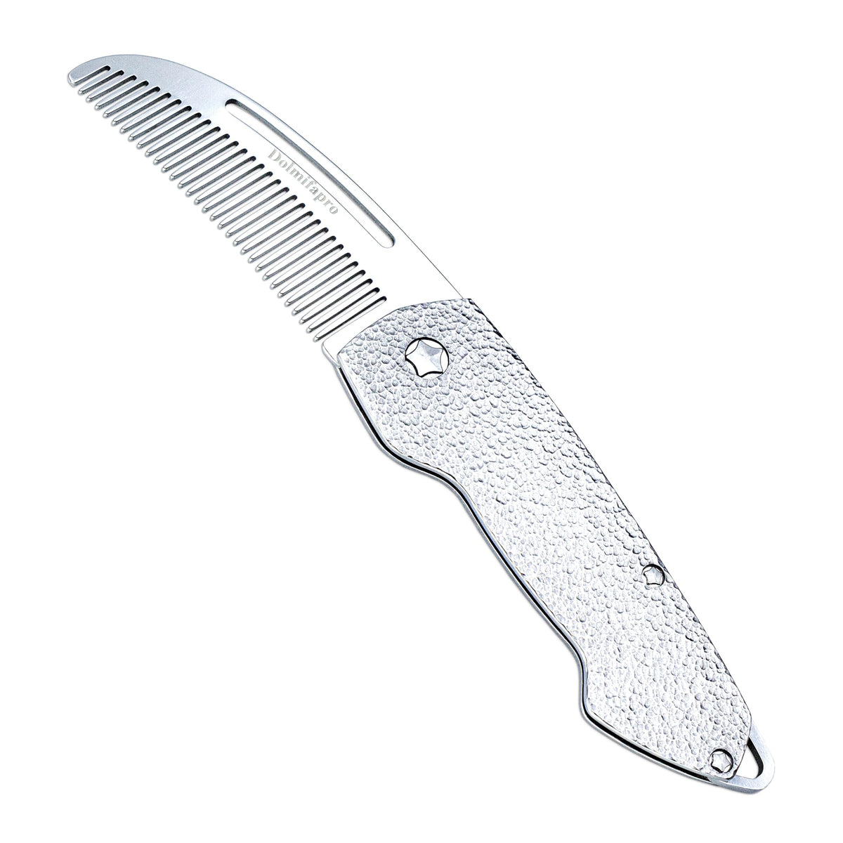 Dolmifapro peigne moustache pliant avec texture marteau, prise sûre et élégante au quotidien.
